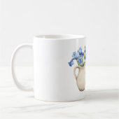 クリーム色の花瓶 紫色のアヤメの花 コーヒーマグカップ (左)