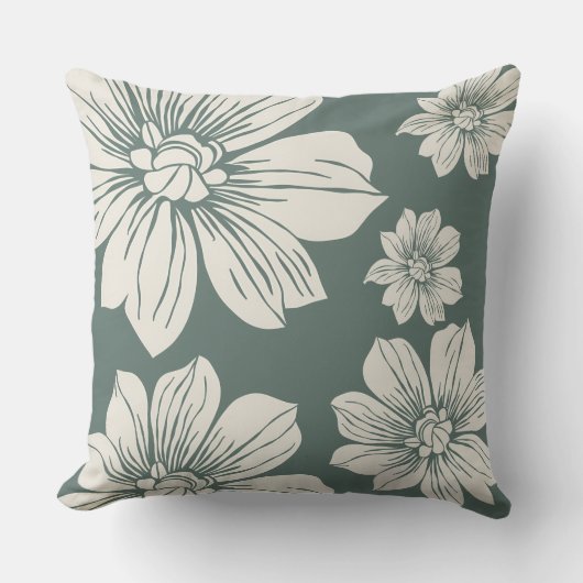 クリーム色の花 クッション (正面)