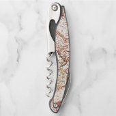 クリーム色の薄茶色の粗い石 ソムリエナイフ (正面)