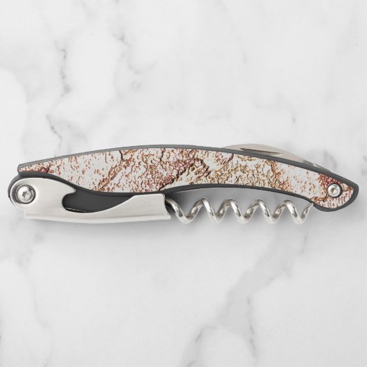 クリーム色の薄茶色の粗い石 ソムリエナイフ (正面)