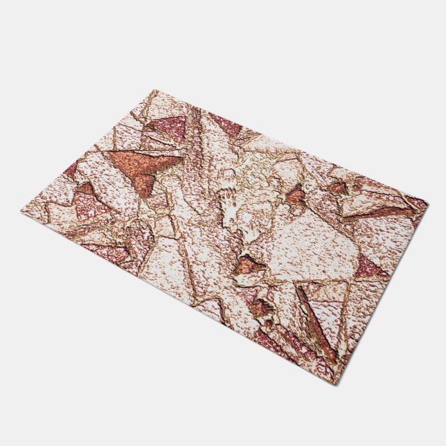 クリーム色の薄茶色の粗い石 ドアマット (アングル)