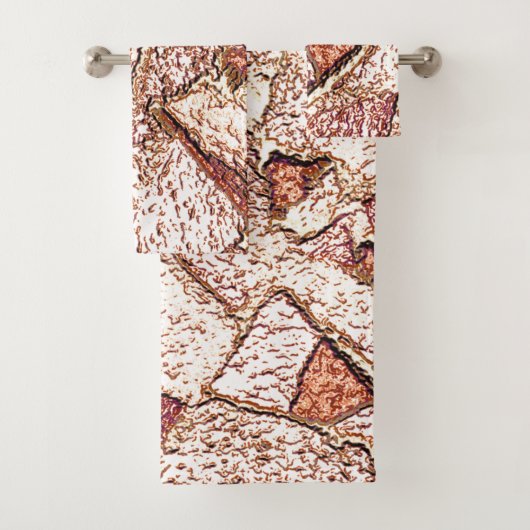 クリーム色の薄茶色の粗い石 バスタオルセット (インサイチュ)