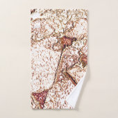 クリーム色の薄茶色の粗い石 バスタオルセット (ハンドタオル)