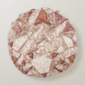 クリーム色の薄茶色の粗い石 ラウンドクッション (裏面)