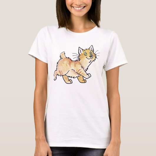 クリーム色の虎猫のManx子猫 Tシャツ (正面)