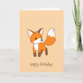 クリーム色の誕生日のかわいく小さいキツネ カード (正面)