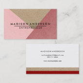 クリーム色の赤い及びピンクのモダンな財政のコンサルタント 名刺 (正面/裏面)