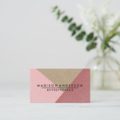 クリーム色の赤い及びピンクのモダンな財政のコンサルタント 名刺 (スタンド正面)