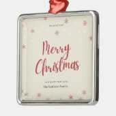 クリーム色の赤い白い雪片とフォトセラミックホーン メタルオーナメント (左)