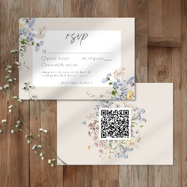 クリーム色の野の花ガーデン エレガントな結婚式QR 出欠カード