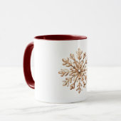 クリーム色の雪の結晶のクリスマス マグカップ (正面左)