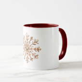 クリーム色の雪の結晶のクリスマス マグカップ (正面右)