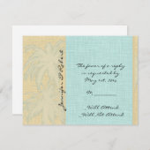 クリーム色の麻布および青いヤシの木の応答カード 出欠カード (正面/裏面)