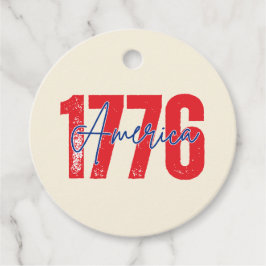 クリーム色の「1776 America」アメリカ独立250周年記念4th of Julyギフトタグ フェイバータグ