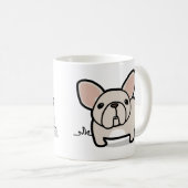 クリーム色のFrenchie コーヒーマグカップ (正面右)