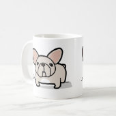 クリーム色のFrenchie コーヒーマグカップ (正面左)
