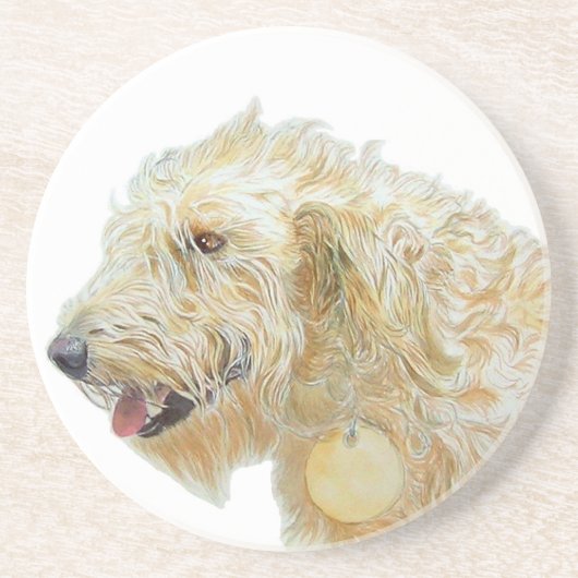クリーム色のLabradoodle コースター (正面)