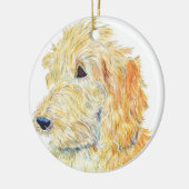 クリーム色のLabradoodle セラミックオーナメント (左)