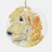 クリーム色のLabradoodle セラミックオーナメント (裏面)