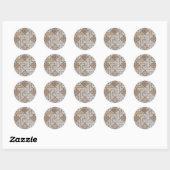 クリーム色アラベスクのステッカー ラウンドシール (シート)