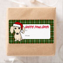 クリーム色ダックスフント かわいいクリスマスギフトラベル
