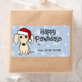 クリーム色ダックスフント かわいい犬 クリスマス ギフトカード ラベル