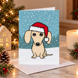 クリーム色ダックスフント サンタ かわいいウィーンダッグ クリスマス