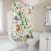 クリーム色パターンのスカンジナビアのスタイルのイラストレーション シャワーカーテン (インサイチュ)