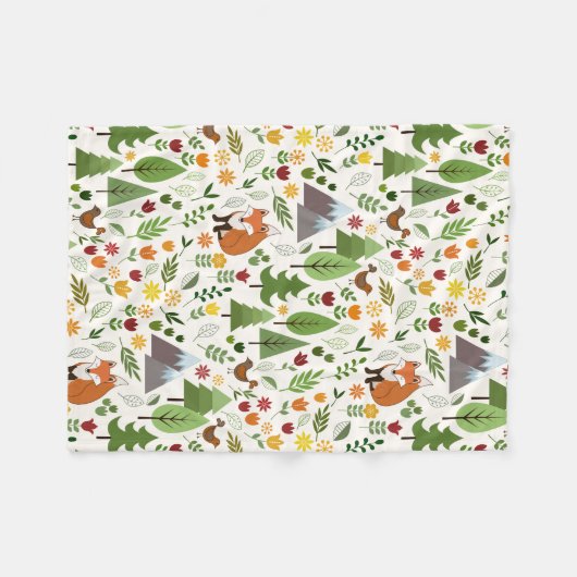 クリーム色パターンのスカンジナビアのスタイルのイラストレーション フリースブランケット (正面(横))