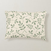クリーム色パターンの分類された緑の葉 アクセントクッション (裏面)