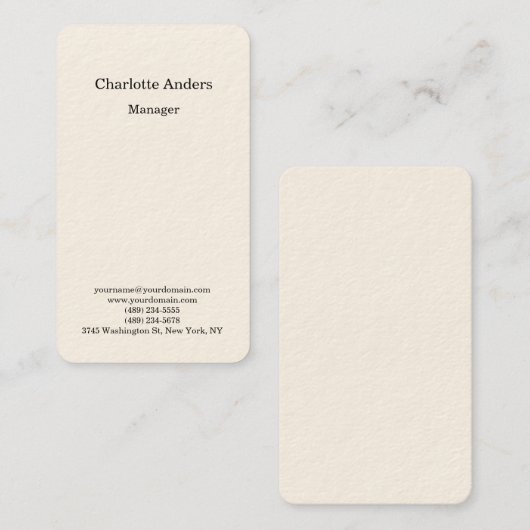 クリーム色プレーンシンプルミニマル 名刺 (正面/裏面)