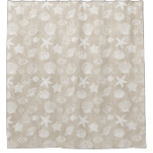 クリーム色ベージュ白いビーチの貝 シャワーカーテン (正面)