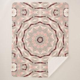 クリーム色、柔らかいピンク、白と茶色のマンダラ。 シェルパブランケット