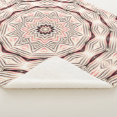 クリーム色、柔らかいピンク、白と茶色のマンダラ。 シェルパブランケット (3/4)