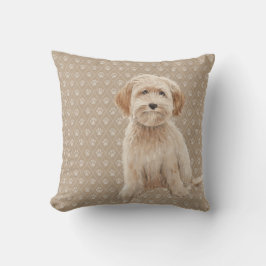 クリーム色Labradoodle/Goldendoodle犬のLumbarの枕 クッション