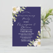 クリーム花模様ホワイトフラワーズ引っ越し祝いパーティーパーティー 招待状 (スタンド正面)