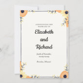 クリーム花模様結婚の発表 招待状 (正面)