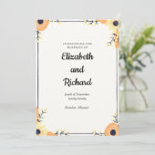 クリーム花模様結婚の発表 招待状 (スタンド正面)