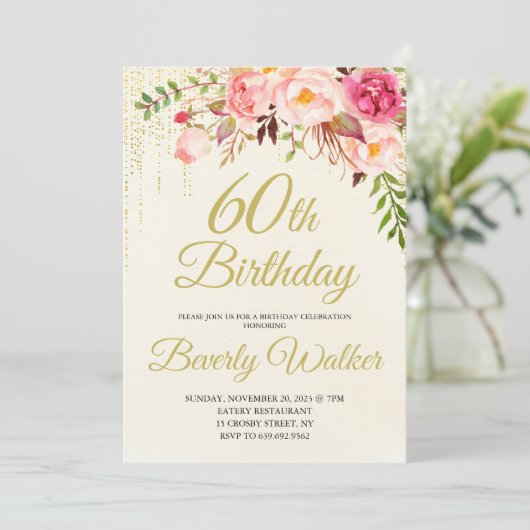 クリーム誕生日60誕生日 招待状 (スタンド正面)