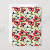 クリーム赤と白イエローの美しいケシ ポストカード (正面/裏面)