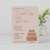 クリーム赤面グラムダイアモンズケーキブライダルシャワー 箔招待状 (立ち正面)