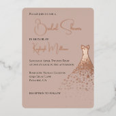 クリーム赤面グラムダイアモンズドレスブライダルシャワー 箔招待状 (正面)