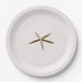 クリーム赤面ヒトデビーチ結婚式 ペーパープレート (正面)