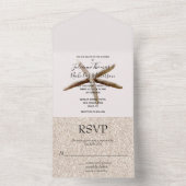 クリーム赤面ビーチスタッ結婚フィーズ オールインワン招待状 (内側)