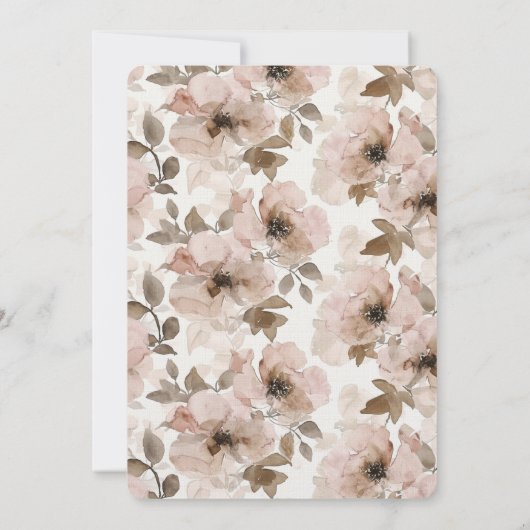 クリーム赤面ピンクフローラブライダルシャワー 招待状 (裏面)