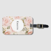 クリーム赤面ピンクローズフローラ ラゲッジタグ (正面横)