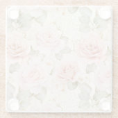 クリーム赤面ピンクローゼスフローラブライダルシャワー ガラスコースター (裏面)