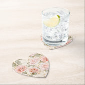 クリーム赤面ピンクローゼスフローラブライダルシャワー ペーパーコースター (インサイチュ)