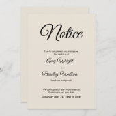 クリーム通知延期結婚の発表 招待状 (正面/裏面)