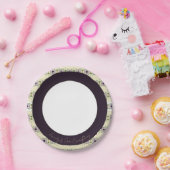 クリーム金ゴールドとマウーブ ペーパープレート (パーティー)